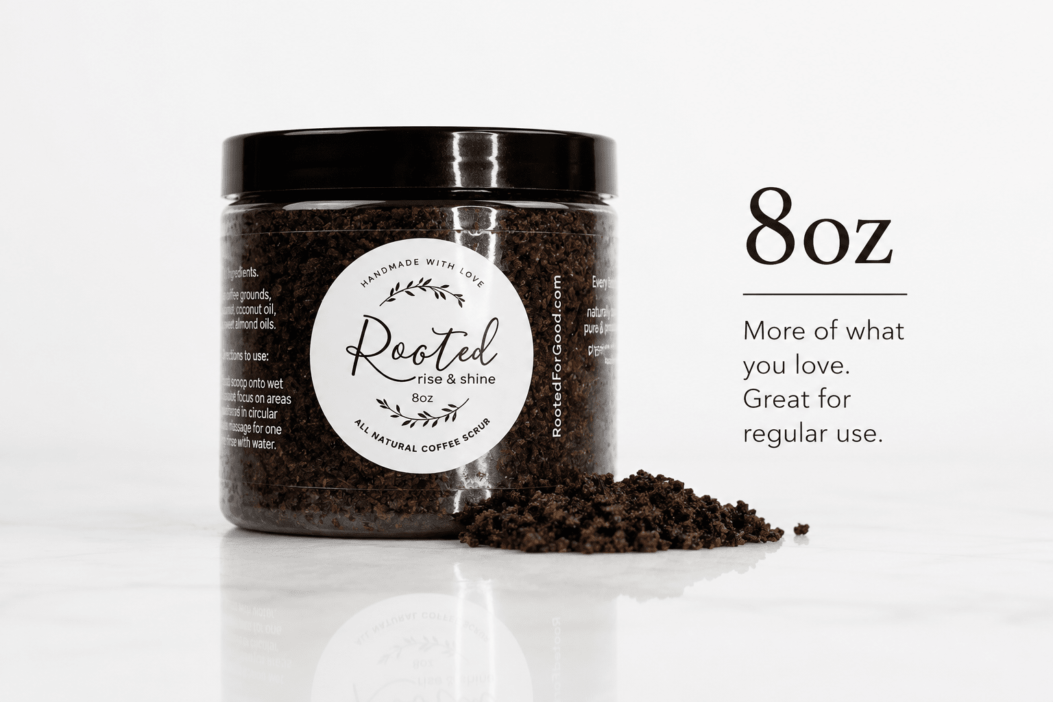 Rise & Shine Face & Lip Coffee Scrub Skincare Rooted For Good 8 oz