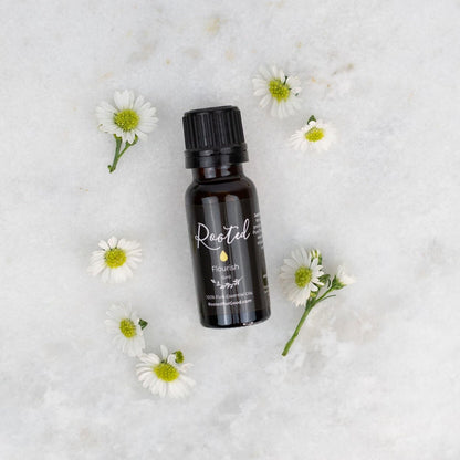 Flourish essential oil blend 15ml bottle with Bergamot, Geranium and Grapefruit