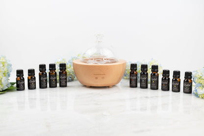 M&amp;H Premium EO Kit + Glass Diffuser Essential Oils Bundle Rooted For Good 