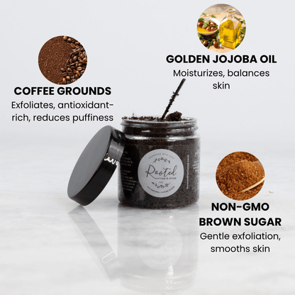 Rise &amp; Shine Face &amp; Lip Coffee Scrub Skincare Rooted For Good 