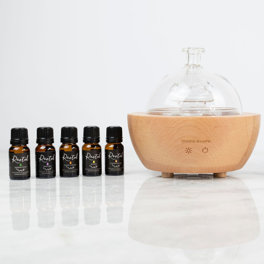 Single Essential Oils Kit + Diffuser [StephWeinert] Essential Oils Bundle Rooted For Good Skincare Glass Fountain Diffuser 