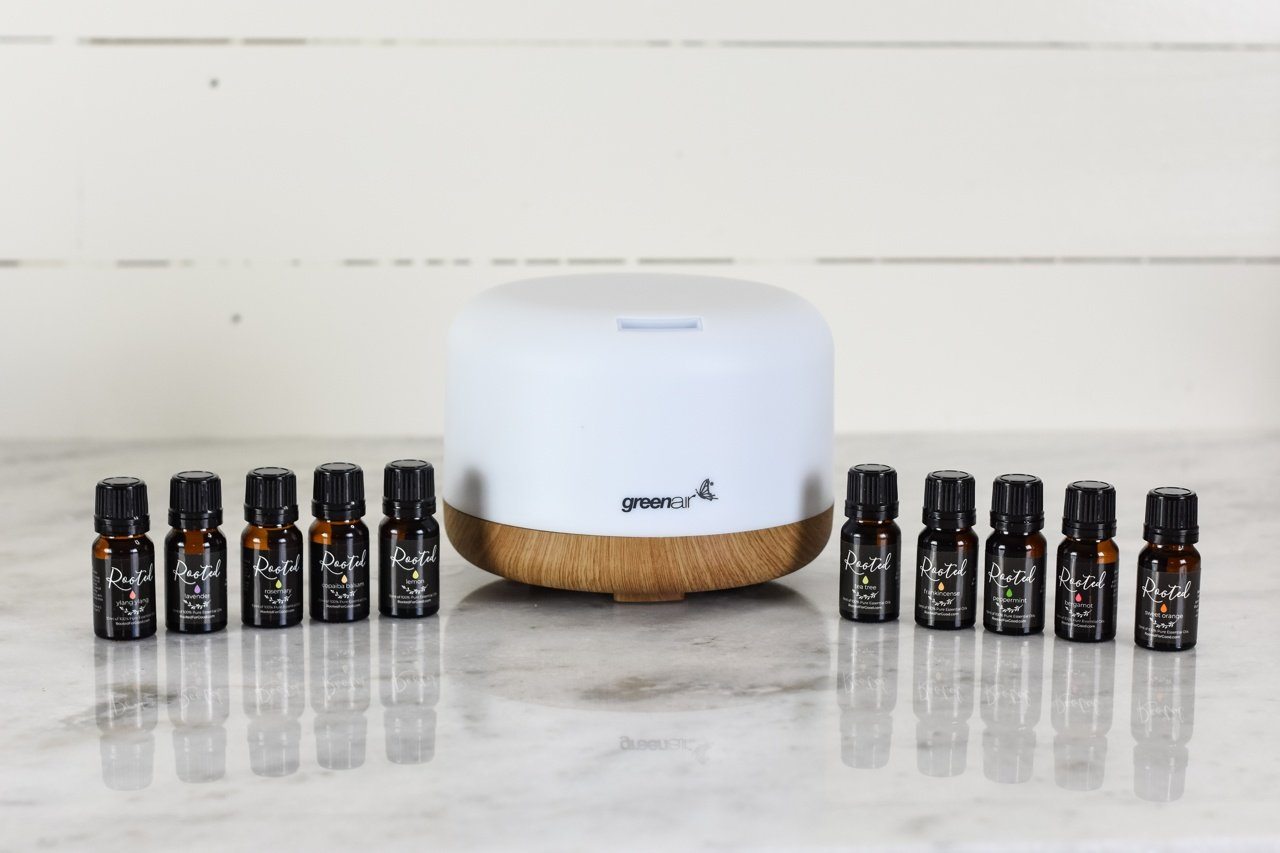 Premium Single Oils Bundle Essential Oils Bundle Rooted For Good Skincare Rooted AromaCloud Diffuser 